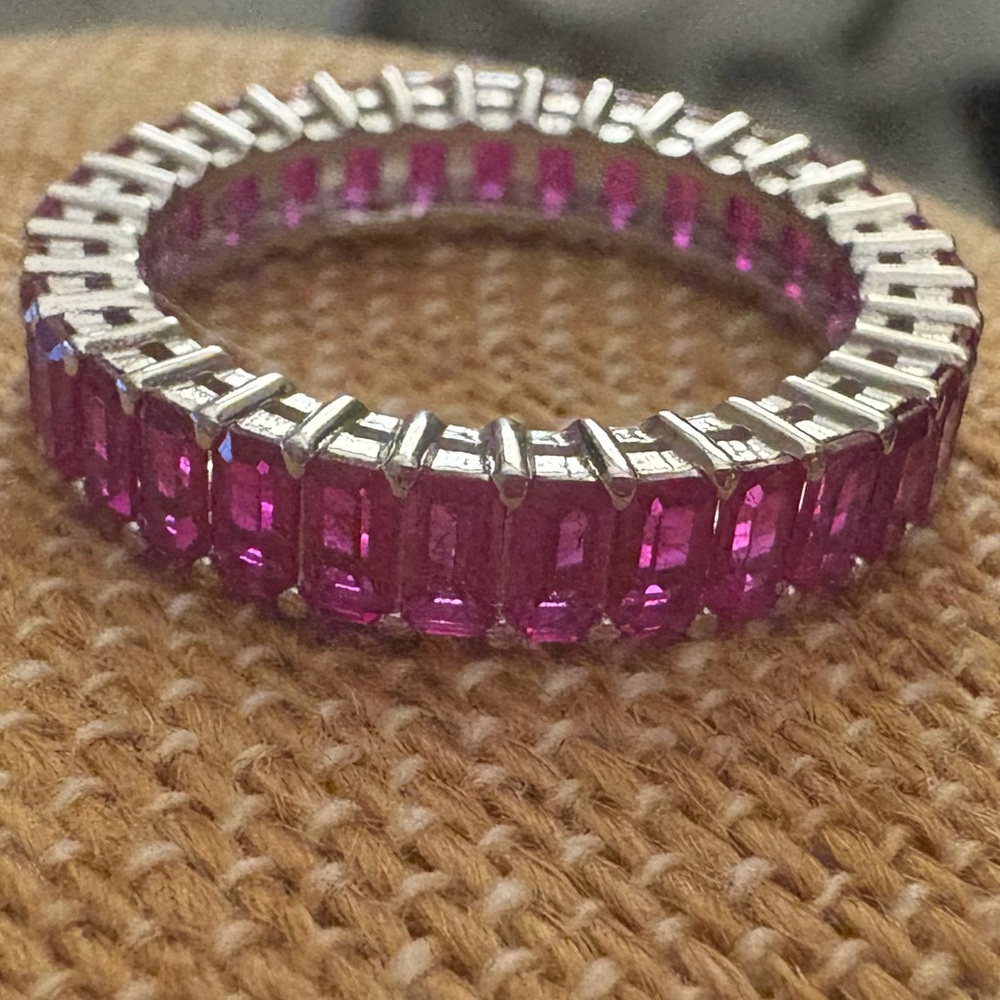 Solid Sterling Silver Genuine Ruby Eternity Band … - image 3